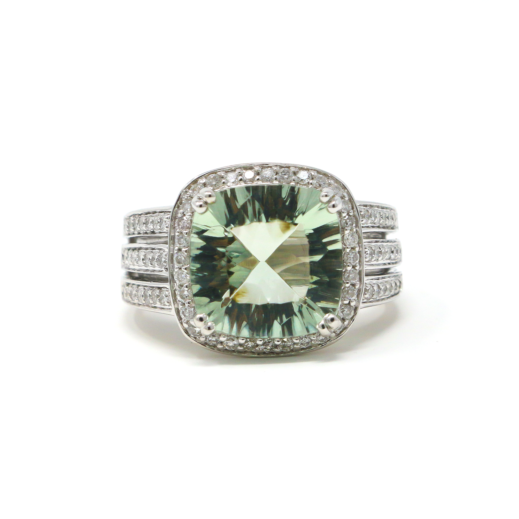 The Pacey Pear Rainforest Green Topaz Engagement Ring